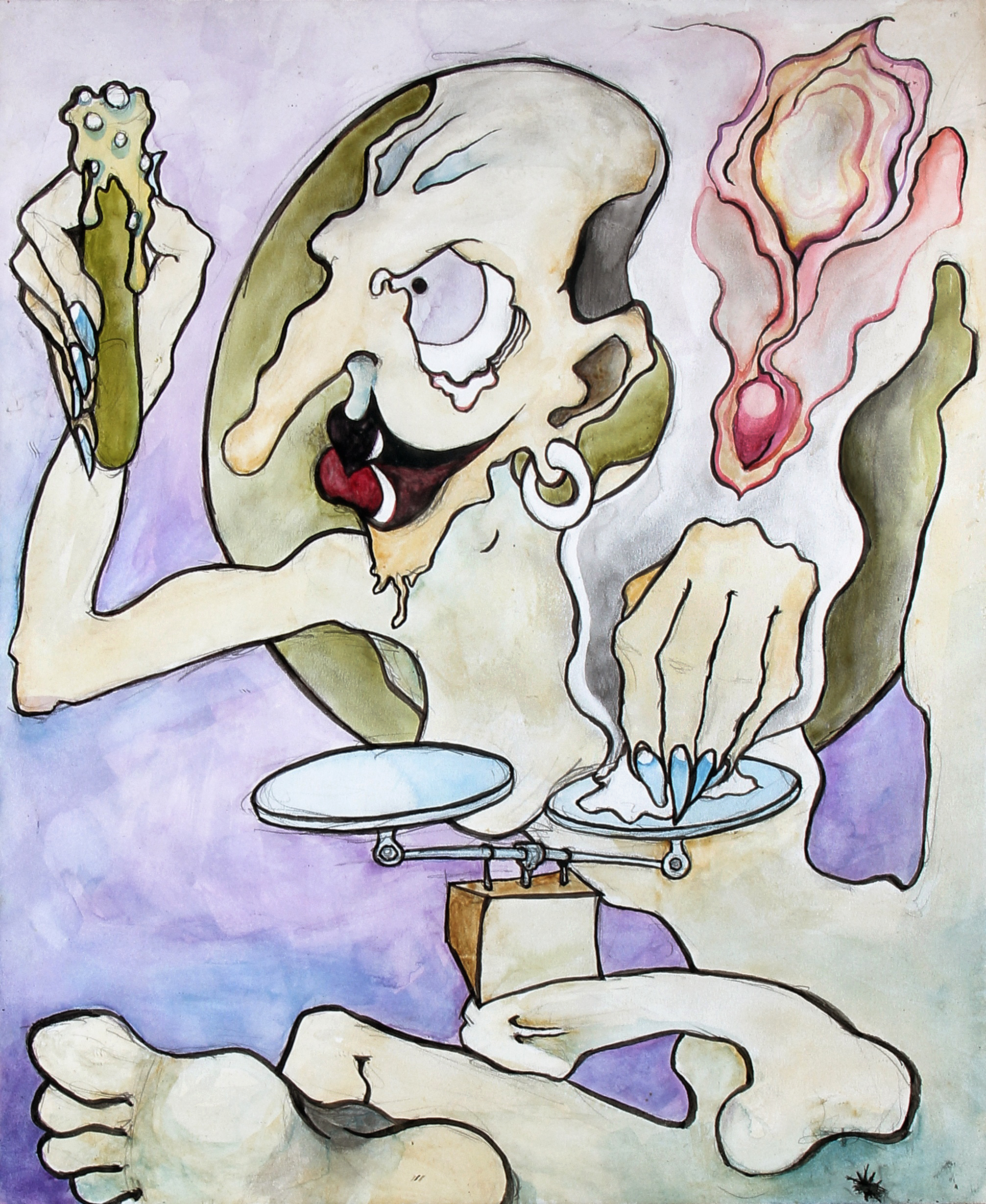 "Chemistry" 14x17 watercolor/ink framed 20x24 - 1999 "Chemistry" 14x17 watercolor/ink framed 20x24 - 1999
