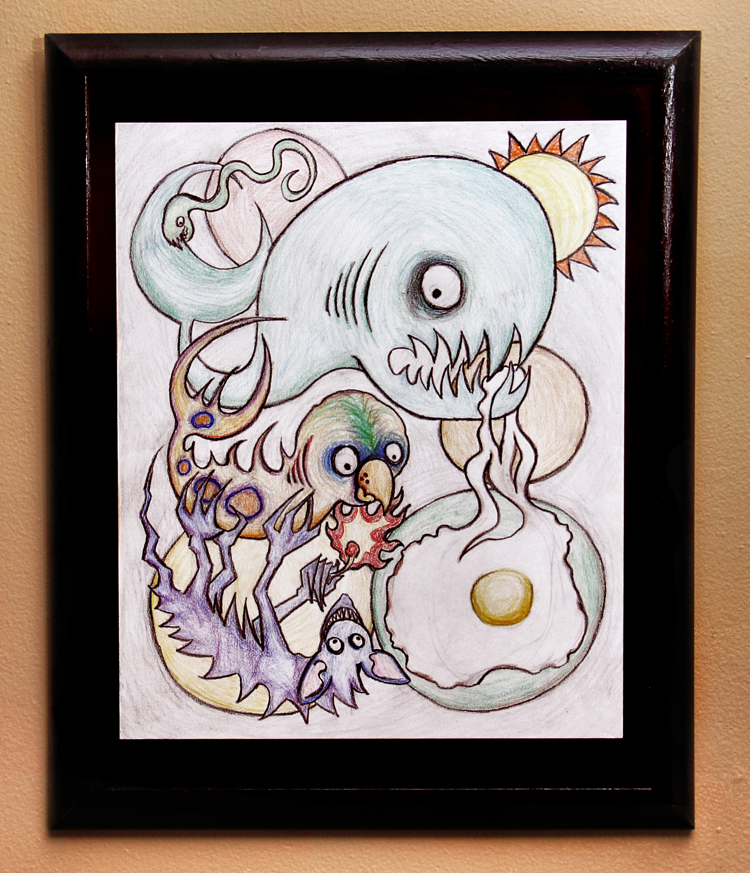 "Whale" 14x17 crayon framed 18x22 - 2004 "Whale" 14x17 crayon framed 18x22 - 2004