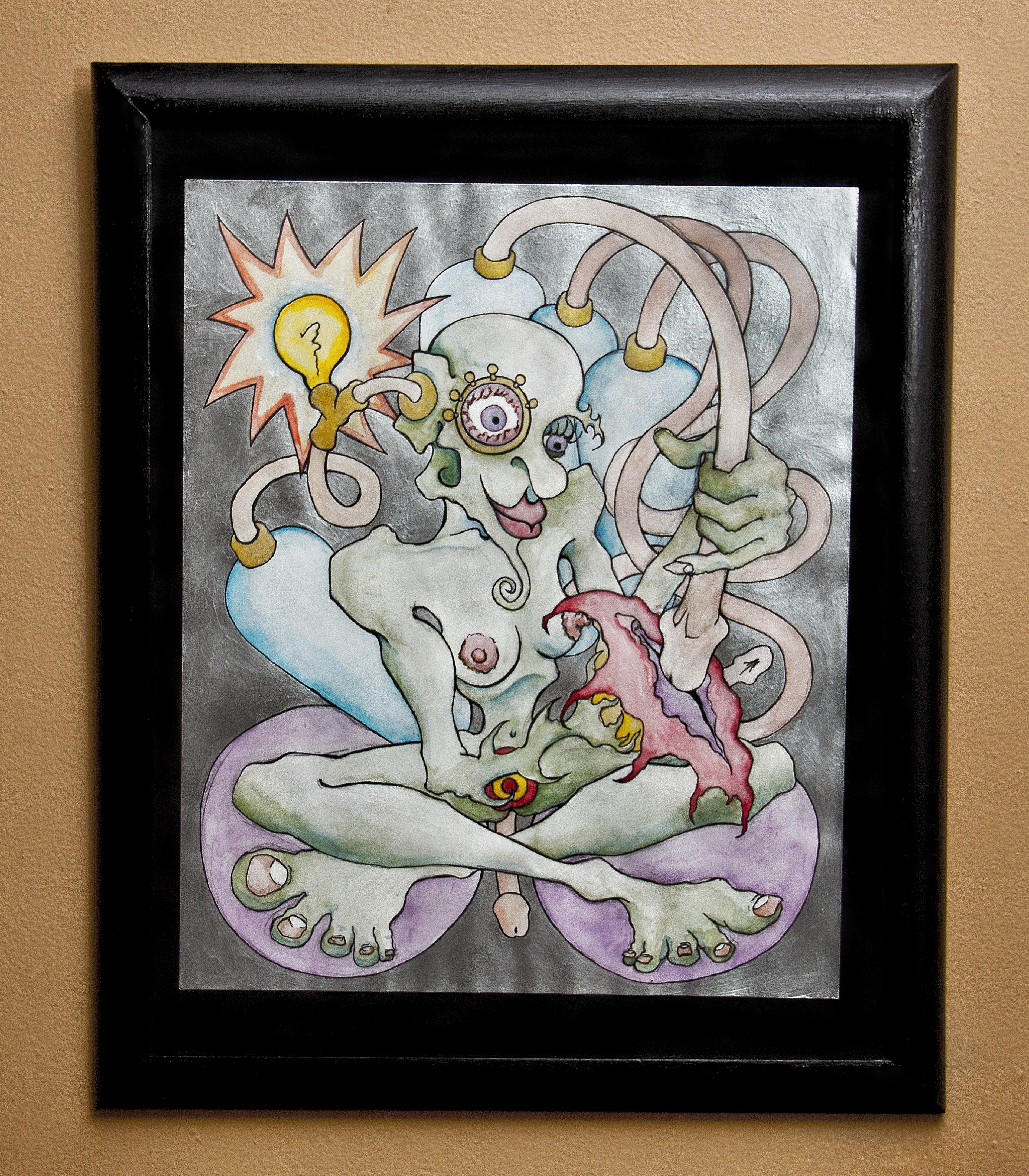 "Flower" 14x17 watercolor/acrylic/ink framed 18x22 - 2001 "Flower" 14x17 watercolor/acrylic/ink framed 18x22 - 2001